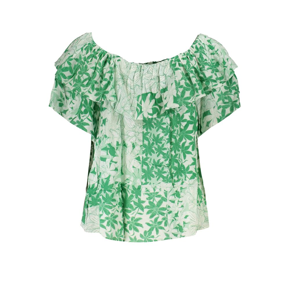 Desigual Green Patterned Boho Chic Tee with Logo