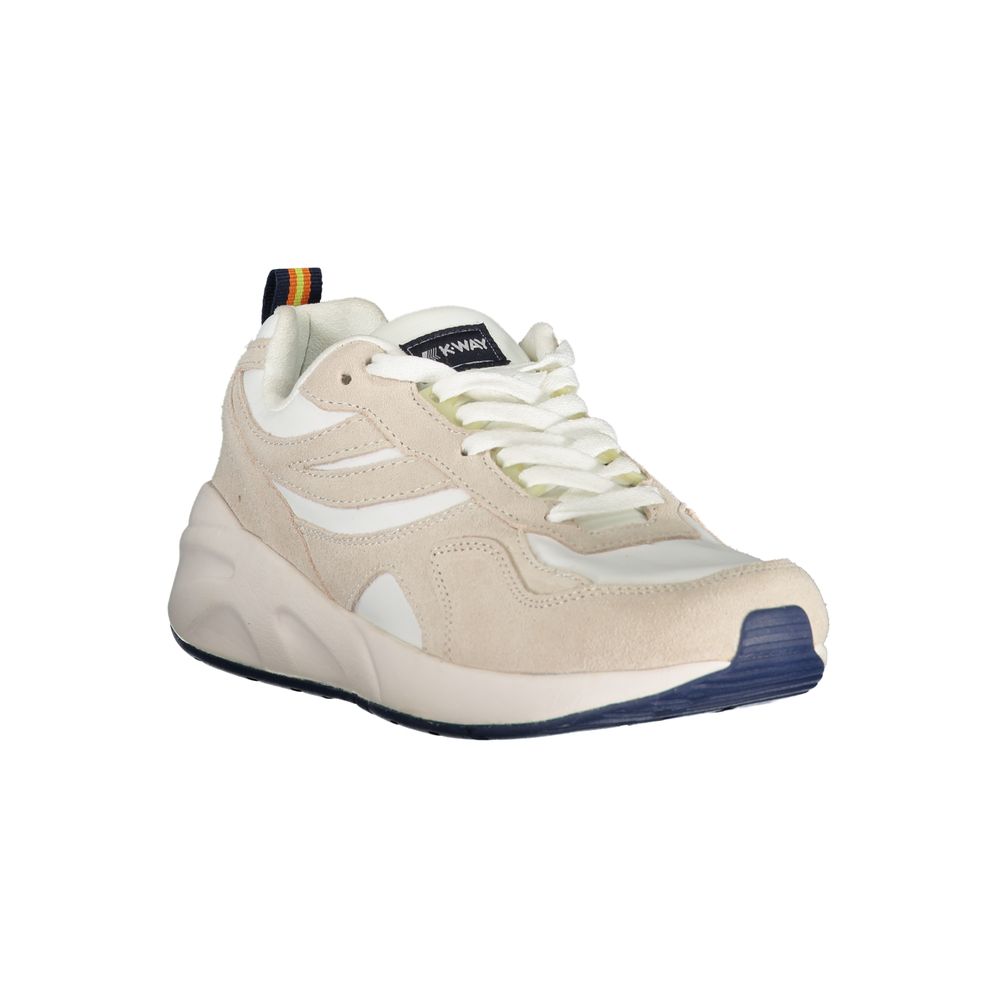 K-WAY Beige lace-up sneakers with contrasting details