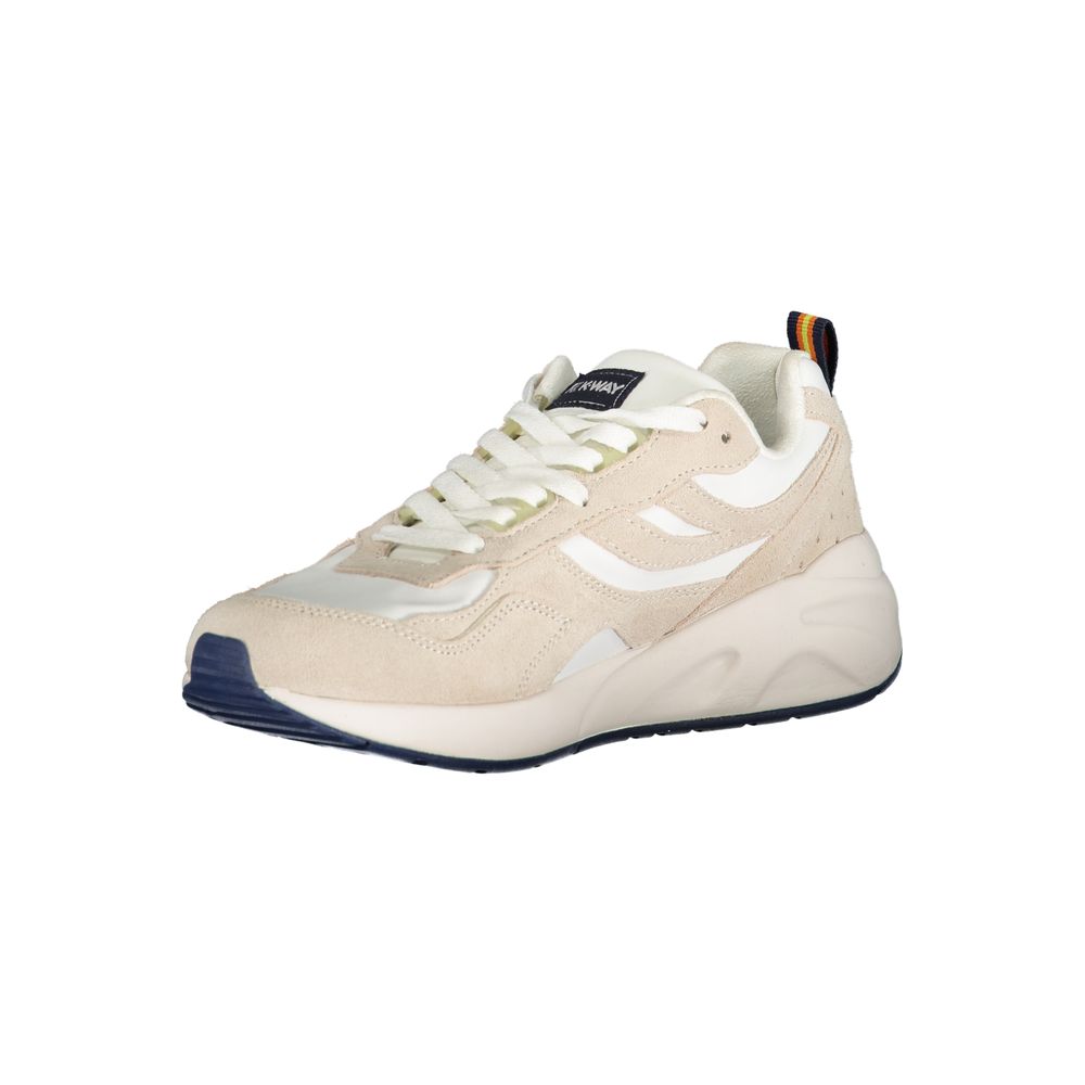 K-WAY Beige lace-up sneakers with contrasting details