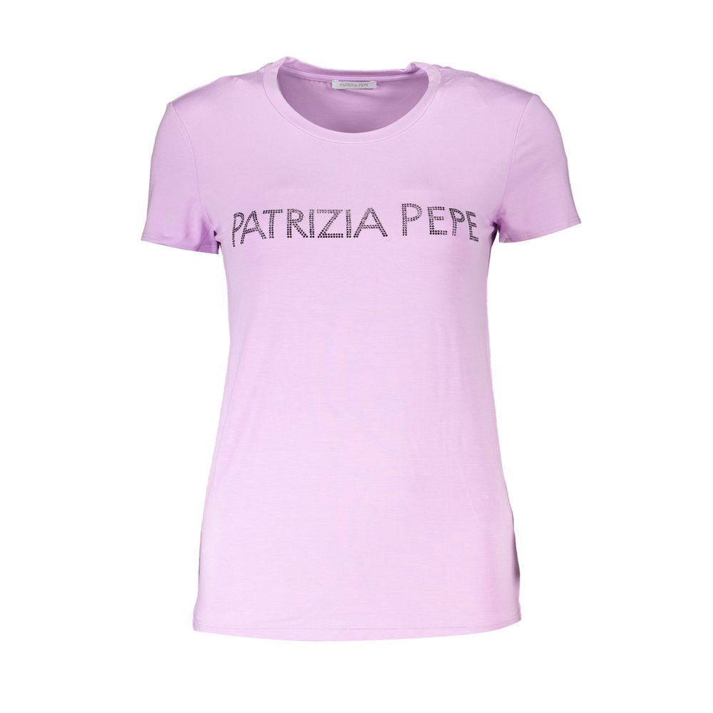 Patrizia Pepe Purple Rhinestone Crew Neck Tee