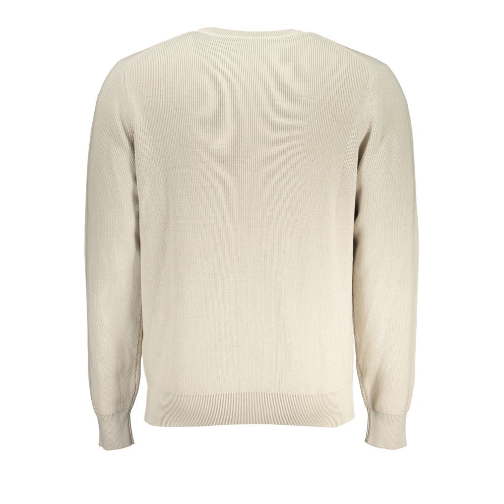 K-WAY beige cotton sweater with round neck and logo detail