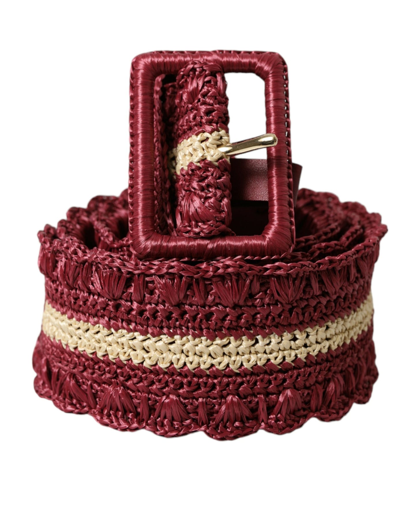 Dolce &amp; Gabbana Maroon Elegance Canvas Waist Belt