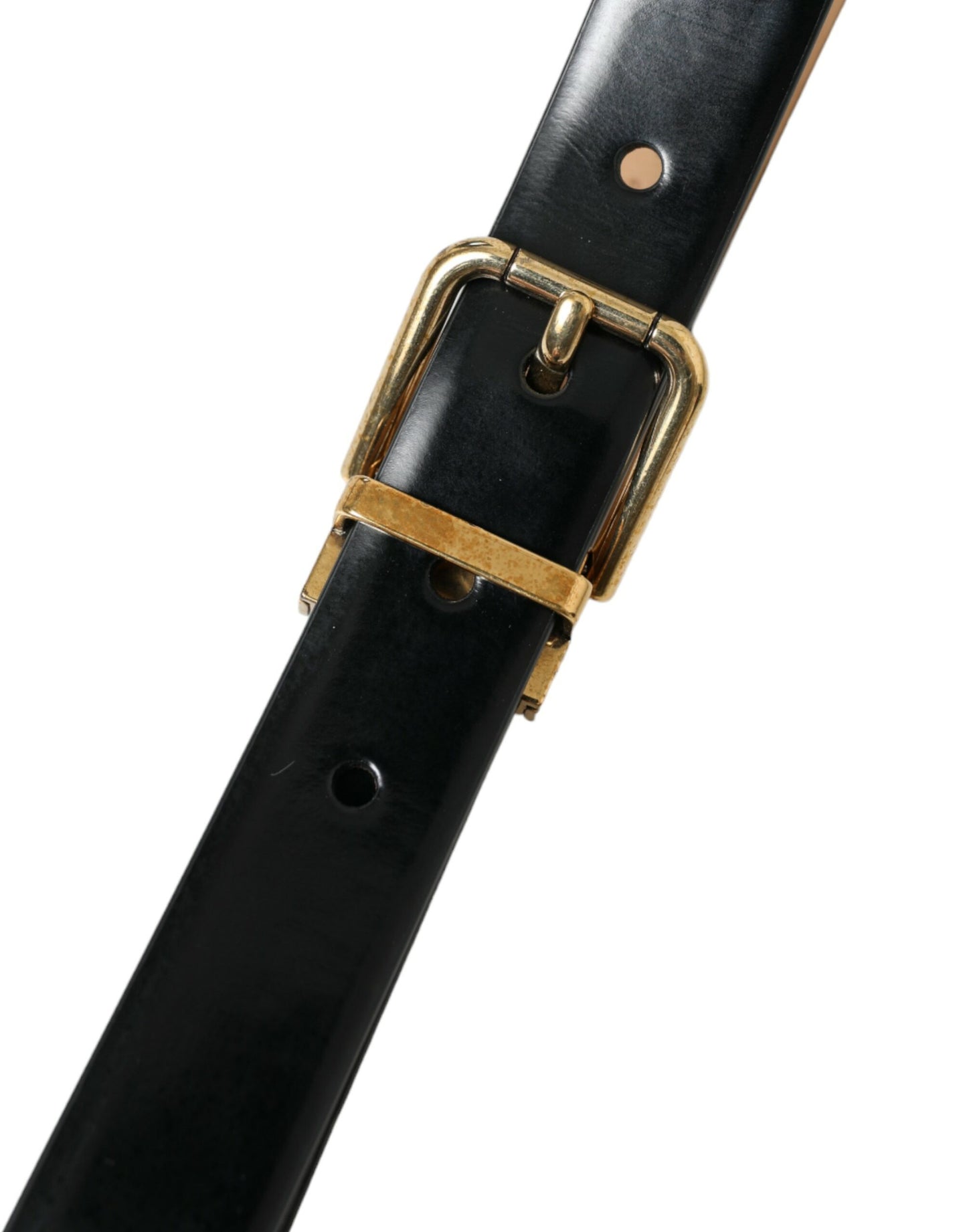 Dolce &amp; Gabbana Elegant black leather belt with logo buckle