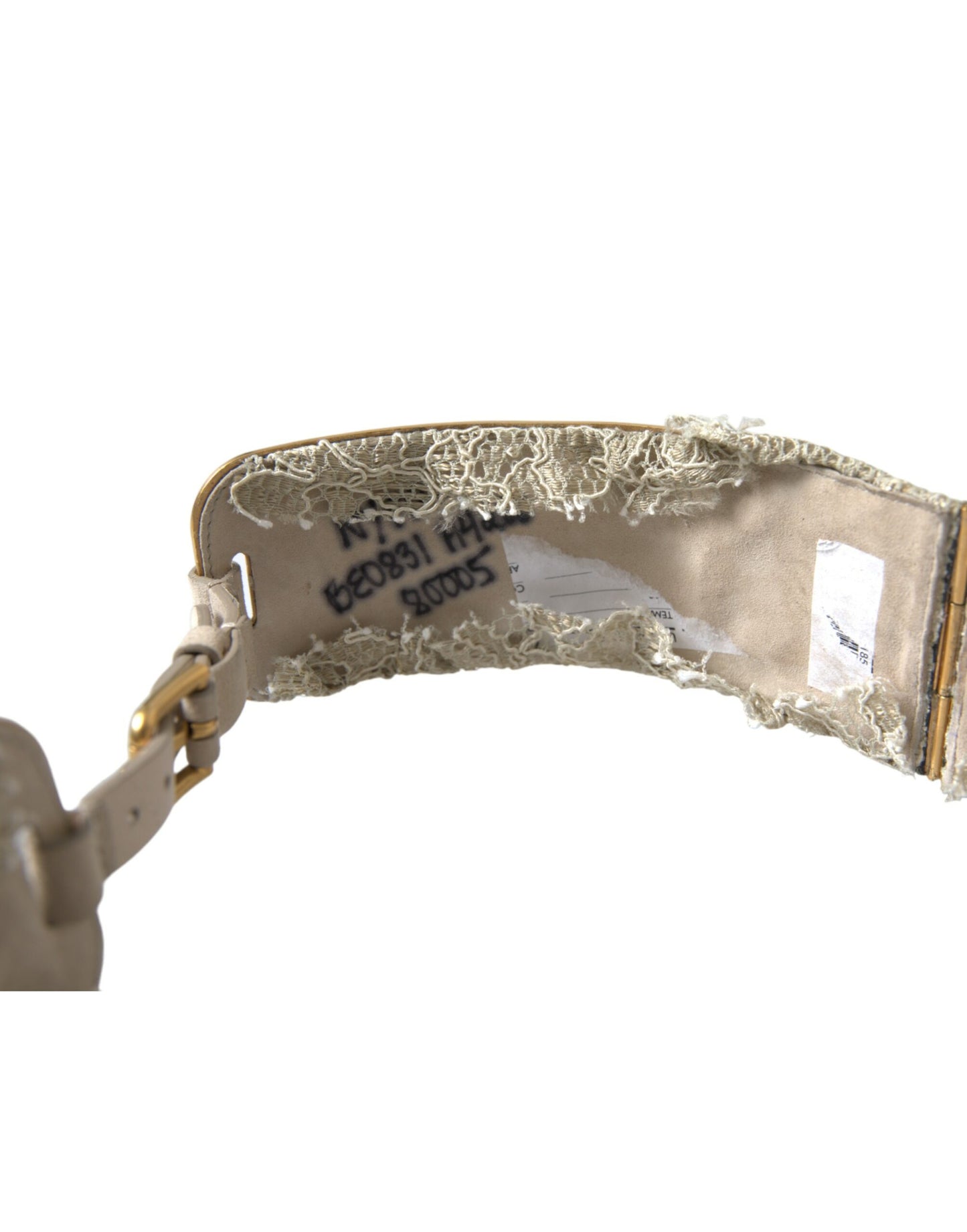 Dolce &amp; Gabbana Elegant gold-coloured faux pearl belt with floral pattern