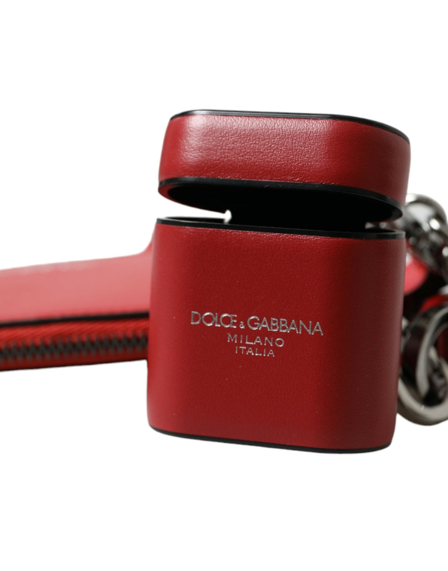 Dolce & Gabbana Elegantes Airpods-Etui aus rotem Leder