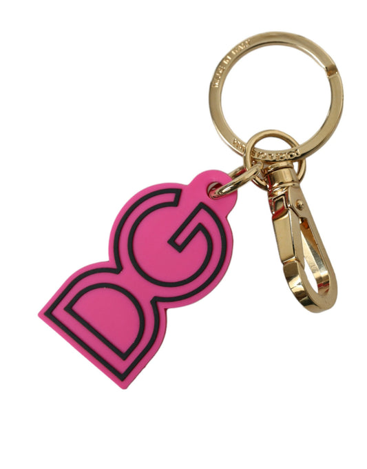 Dolce &amp; Gabbana Chic Gold and Pink Logo Keychain