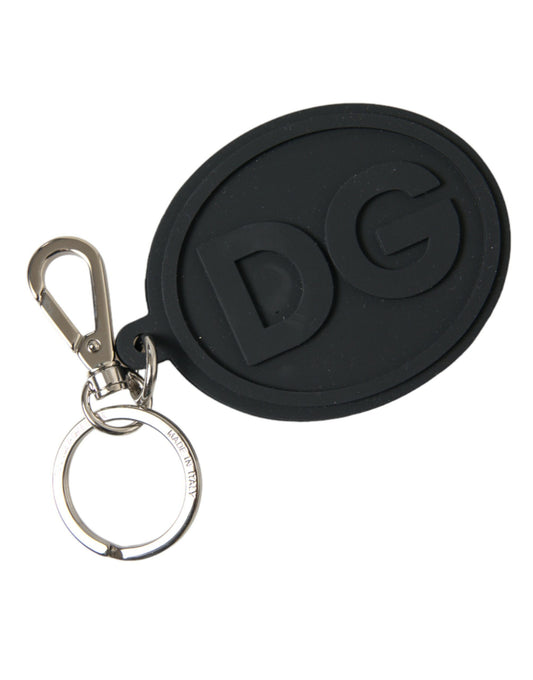 Dolce &amp; Gabbana Chic black and silver logo keychain