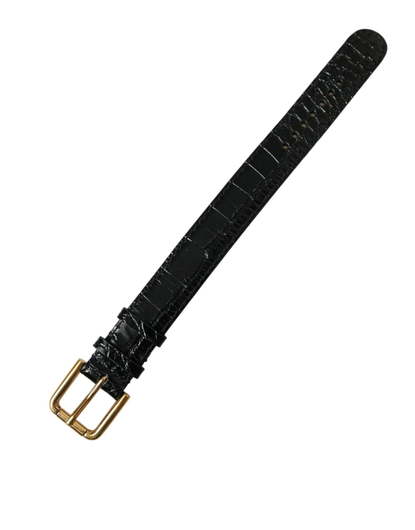 Dolce &amp; Gabbana Elegant Gold-Black Leather Bracelet