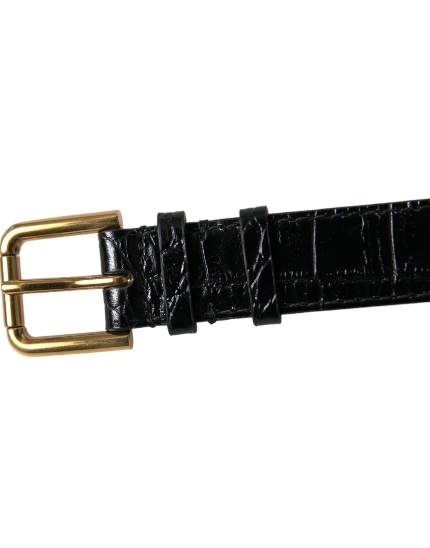 Dolce &amp; Gabbana Elegant Gold-Black Leather Bracelet