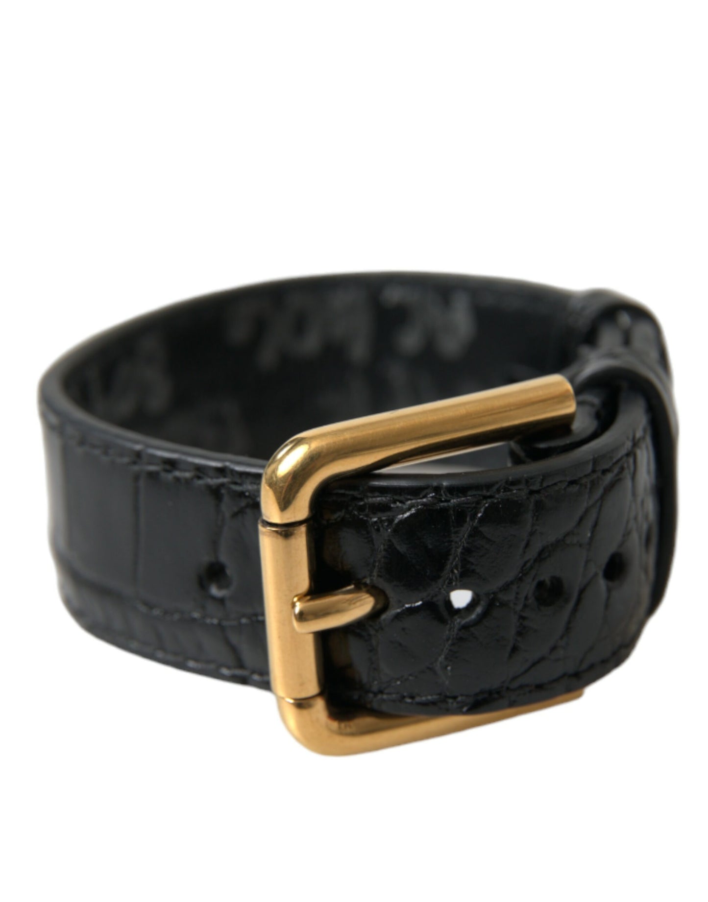 Dolce &amp; Gabbana Elegant Gold-Black Leather Bracelet