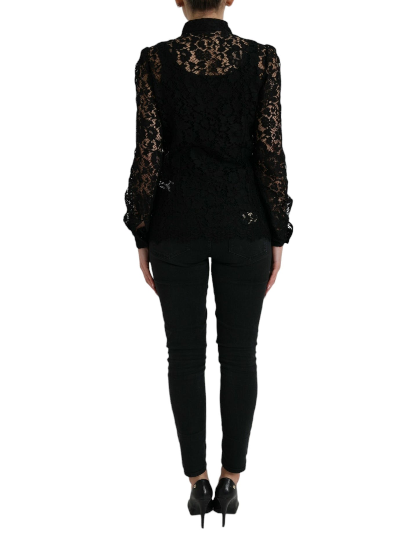 Dolce &amp; Gabbana Elegant floral lace blouse top