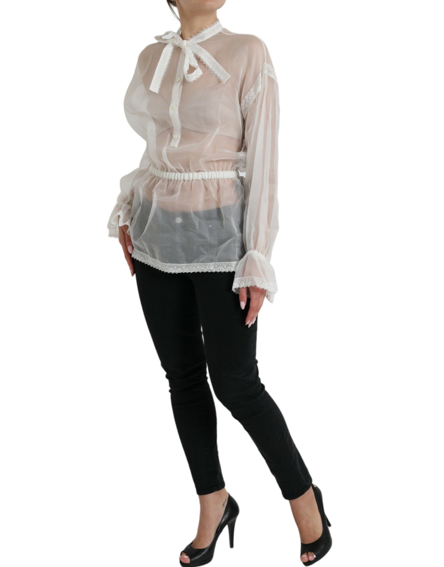 Dolce &amp; Gabbana Elegant silk blend blouse with long sleeves