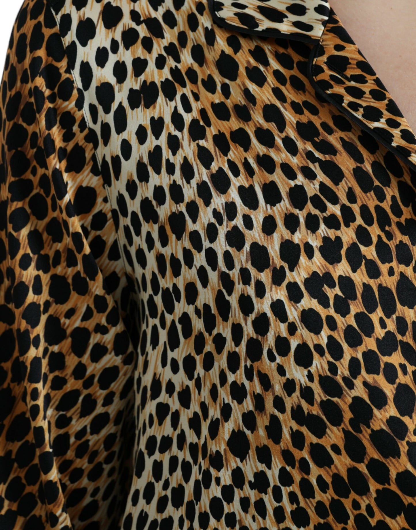 Dolce &amp; Gabbana Elegant brown silk blouse with animal print