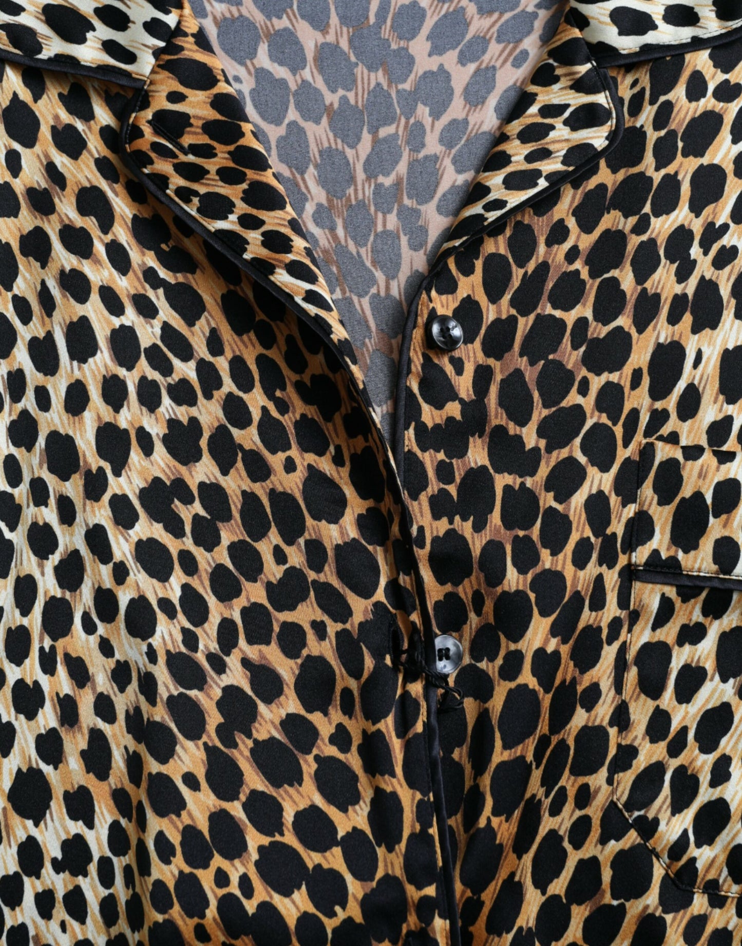 Dolce &amp; Gabbana Elegant brown silk blouse with animal print