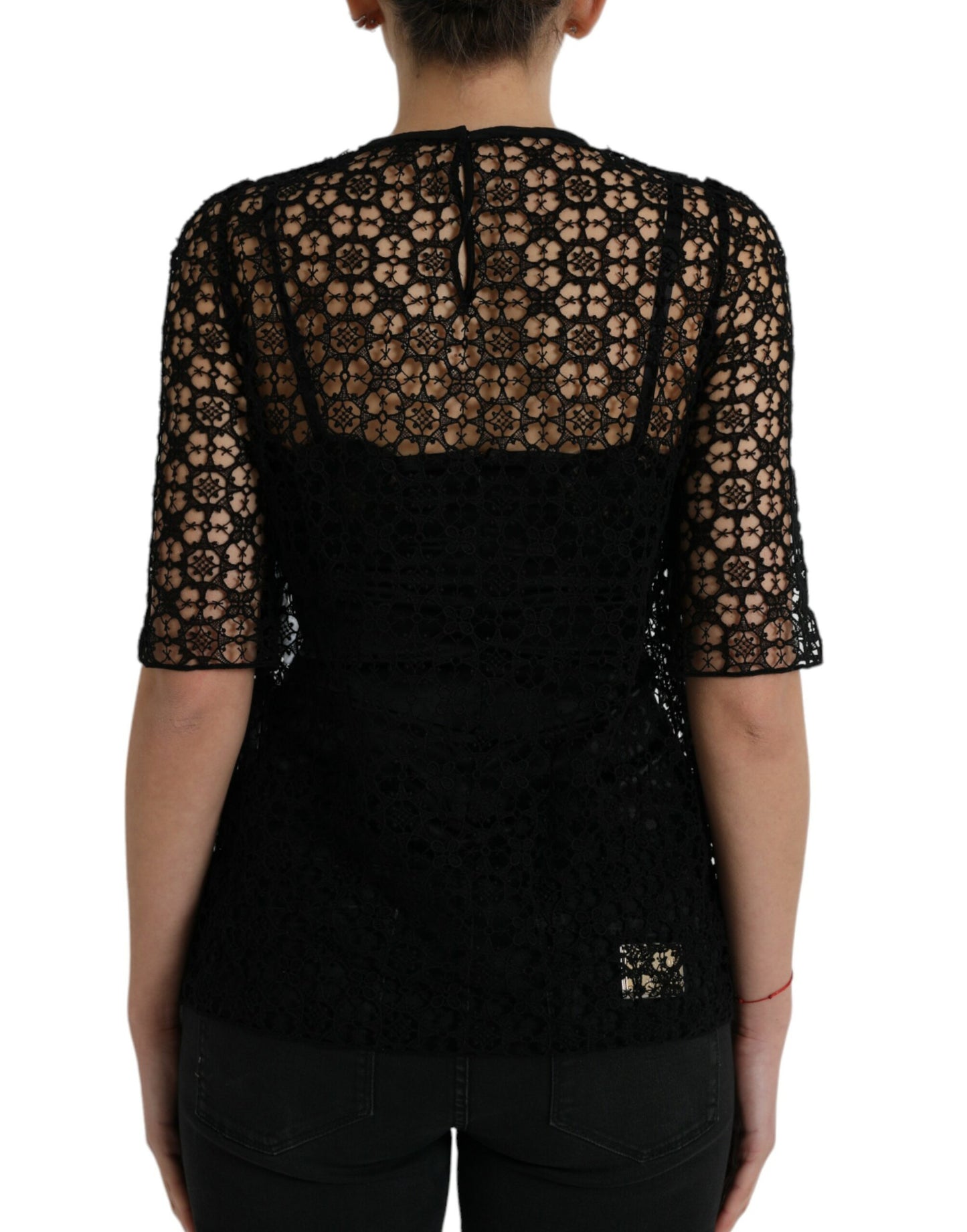 Dolce &amp; Gabbana Elegant floral lace blouse top