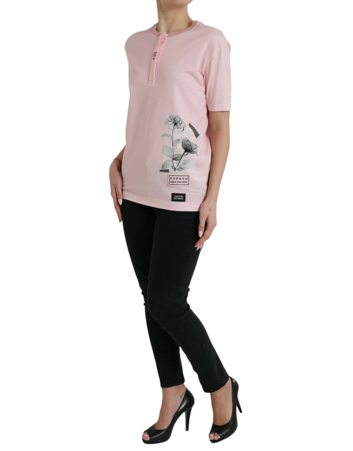 Dolce &amp; Gabbana Chic pink floral cotton T-shirt