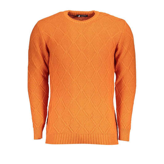 US Grand Polo Orange Crew Neck Sweater with Diamond Pattern