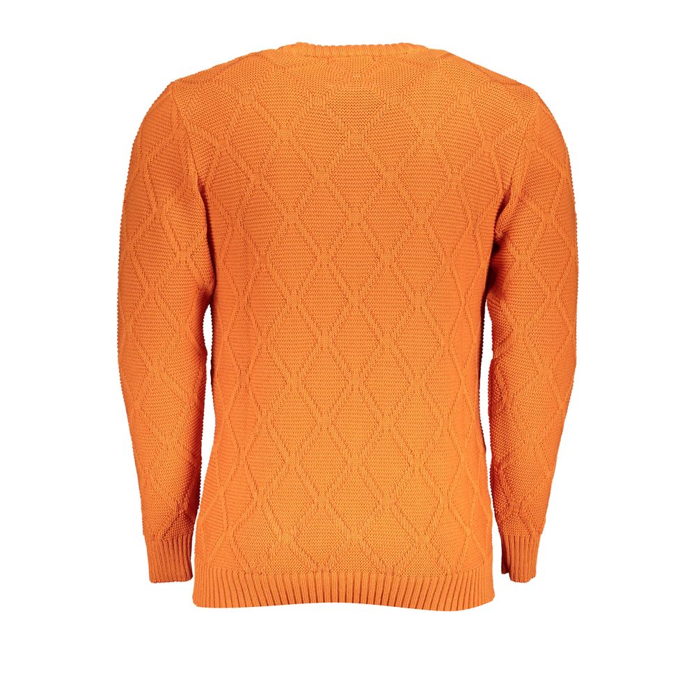 US Grand Polo Orange Crew Neck Sweater with Diamond Pattern