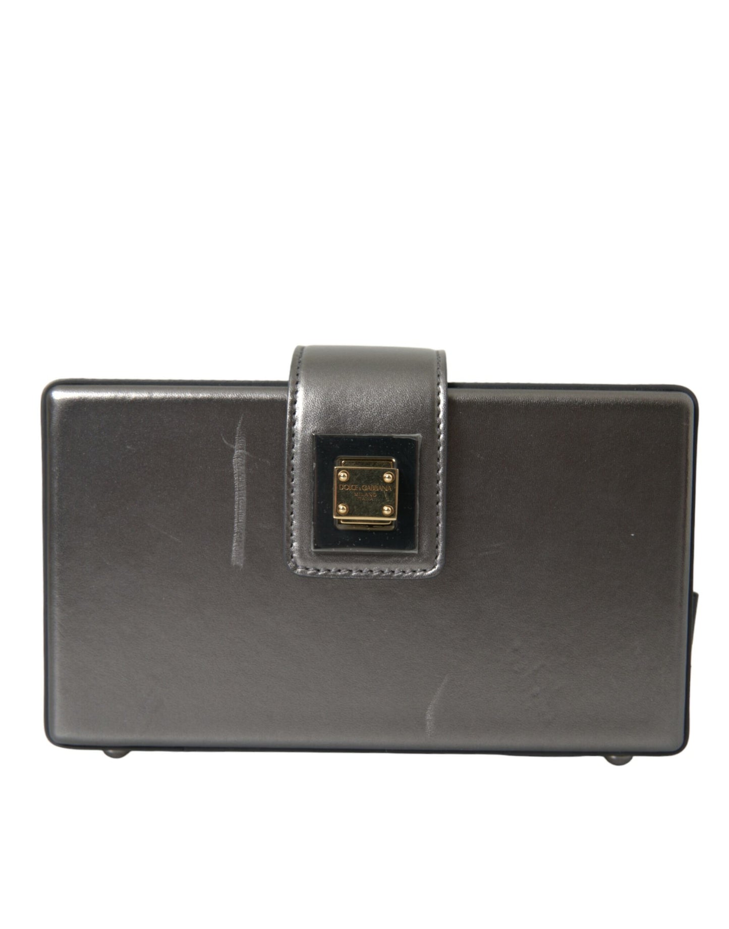 Dolce &amp; Gabbana shoulder bag in metallic grey calf leather with chain strap