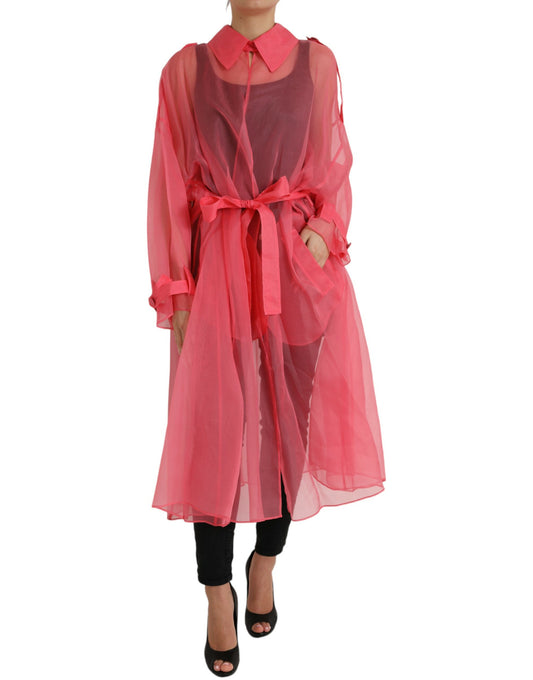 Dolce &amp; Gabbana Elegant long jacket in pink silk