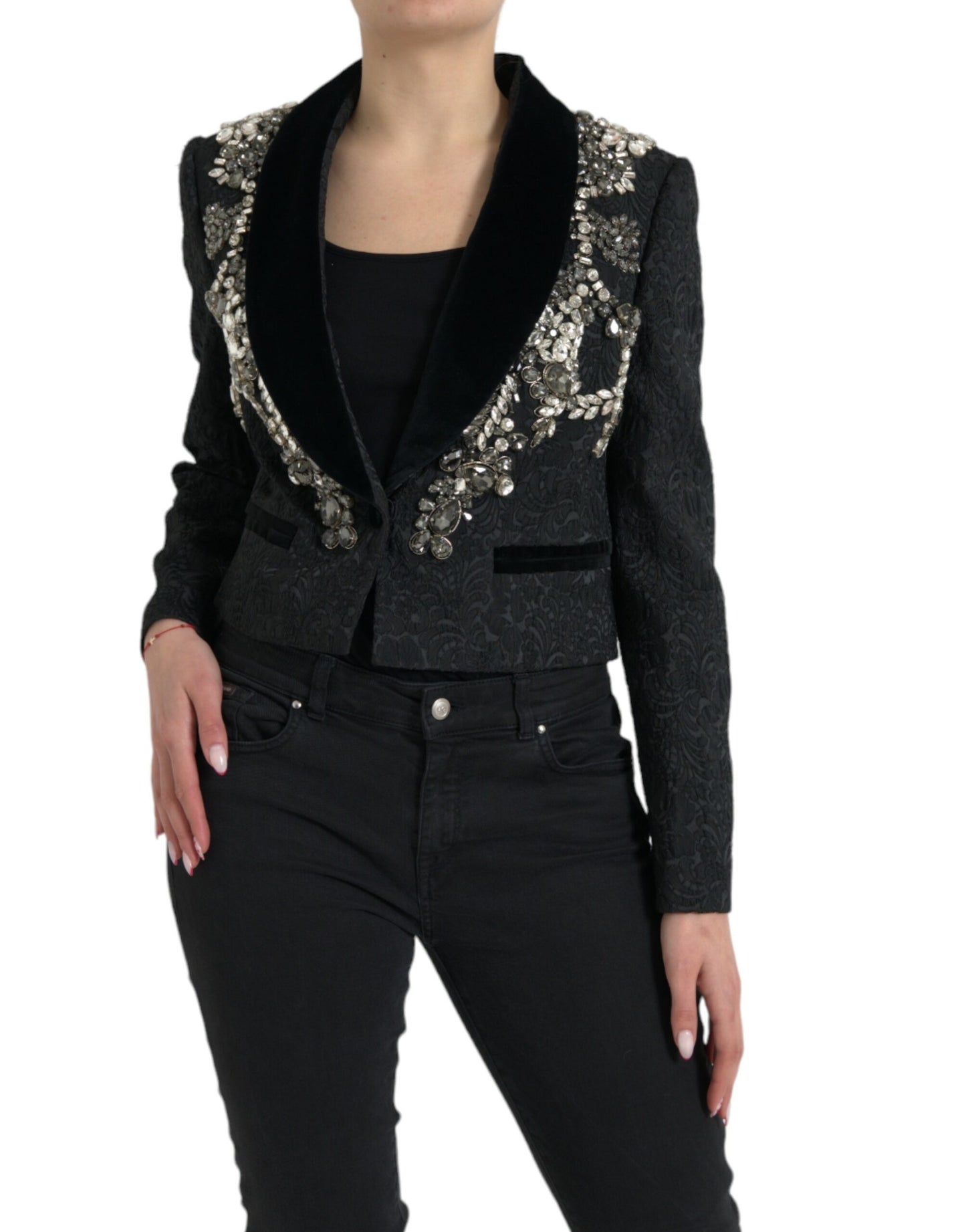 Dolce &amp; Gabbana Elegant embellished black coat jacket