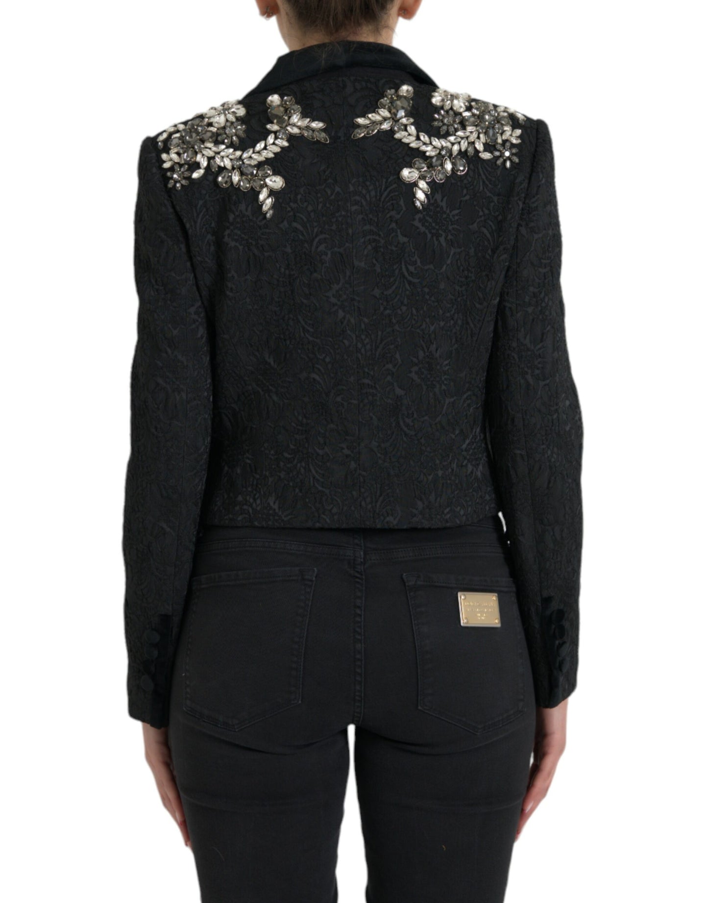 Dolce &amp; Gabbana Elegant embellished black coat jacket