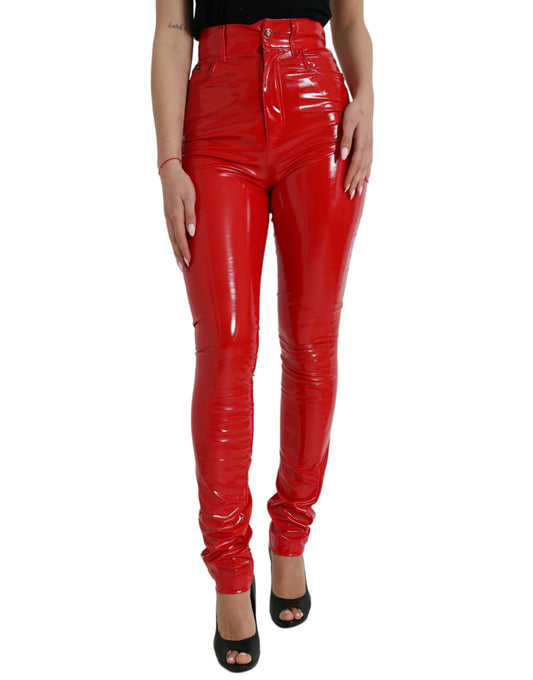 Dolce &amp; Gabbana Chic red skinny pants with high waist