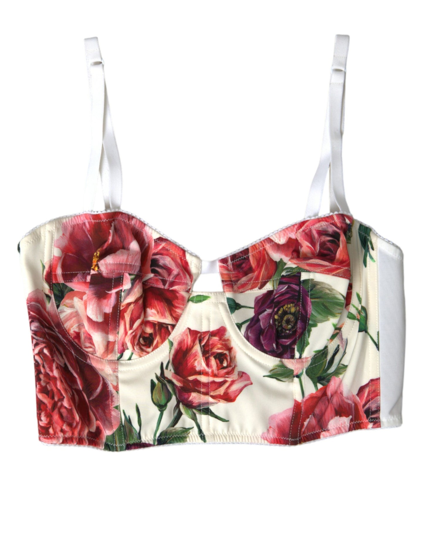 Dolce &amp; Gabbana Floral Silk Blend Bustier Crop Top