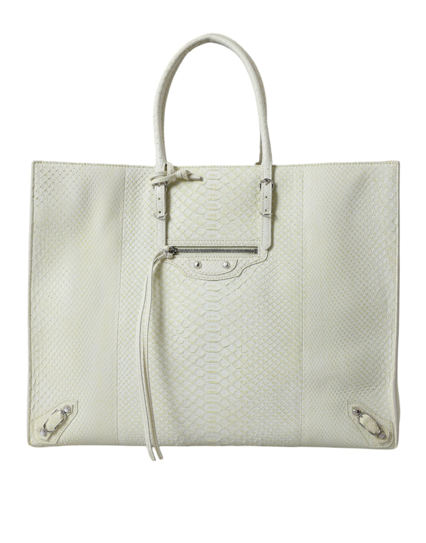 Balenciaga Chic Python Leather Bag in White &amp; Yellow