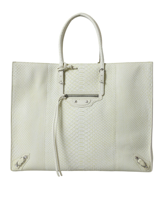 Balenciaga Chic Python Leather Bag in White &amp; Yellow