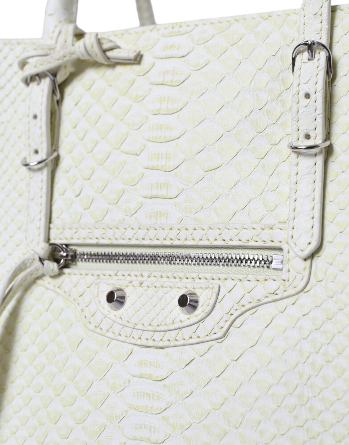 Balenciaga Chic Python Leather Bag in White &amp; Yellow