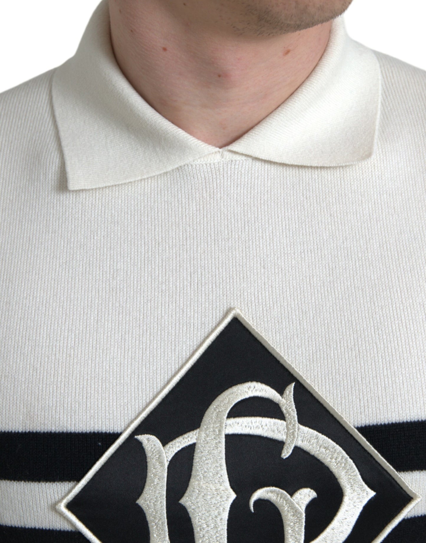 Dolce &amp; Gabbana White DG Logo Henley Collar Shirt T-Shirt