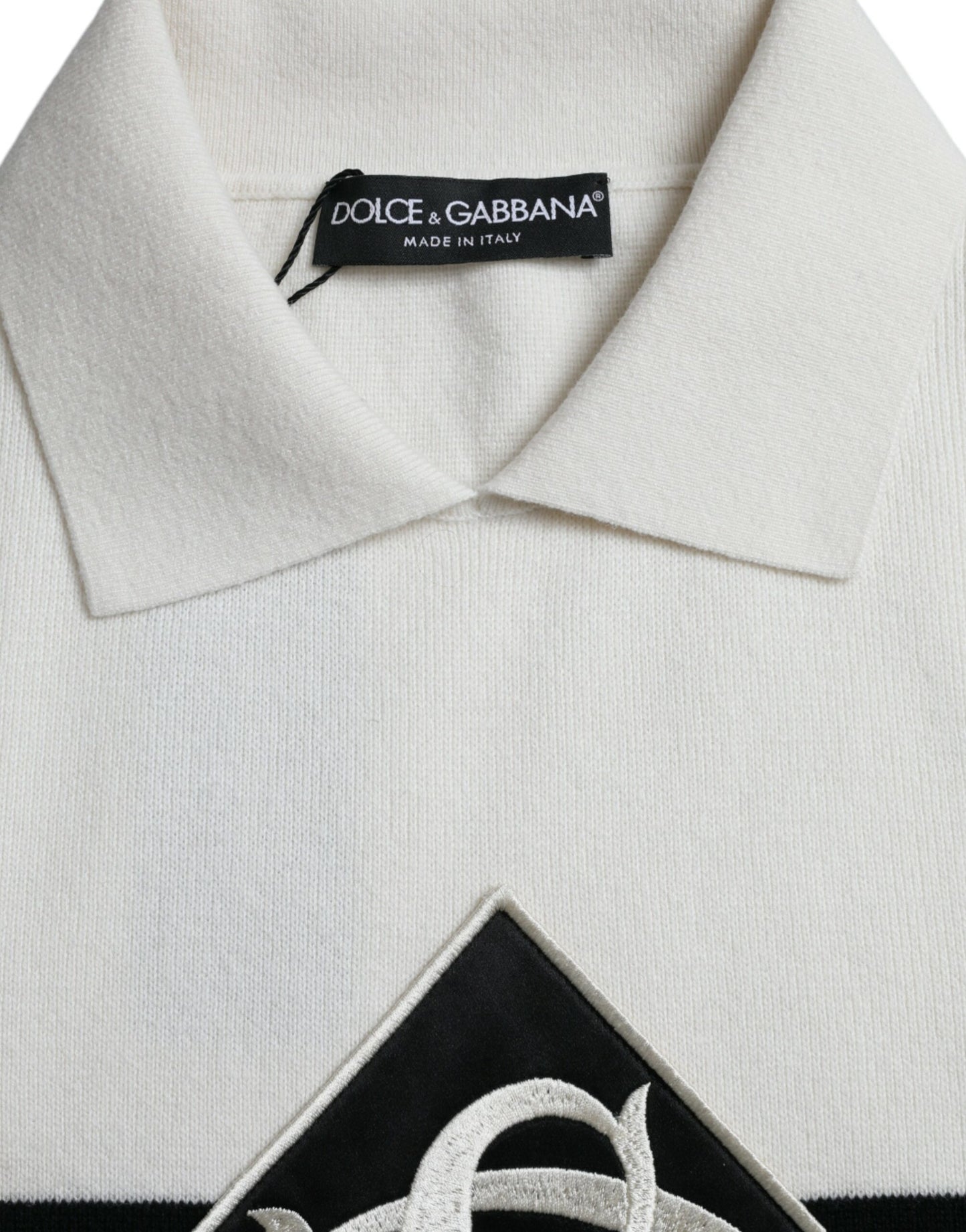 Dolce &amp; Gabbana White DG Logo Henley Collar Shirt T-Shirt