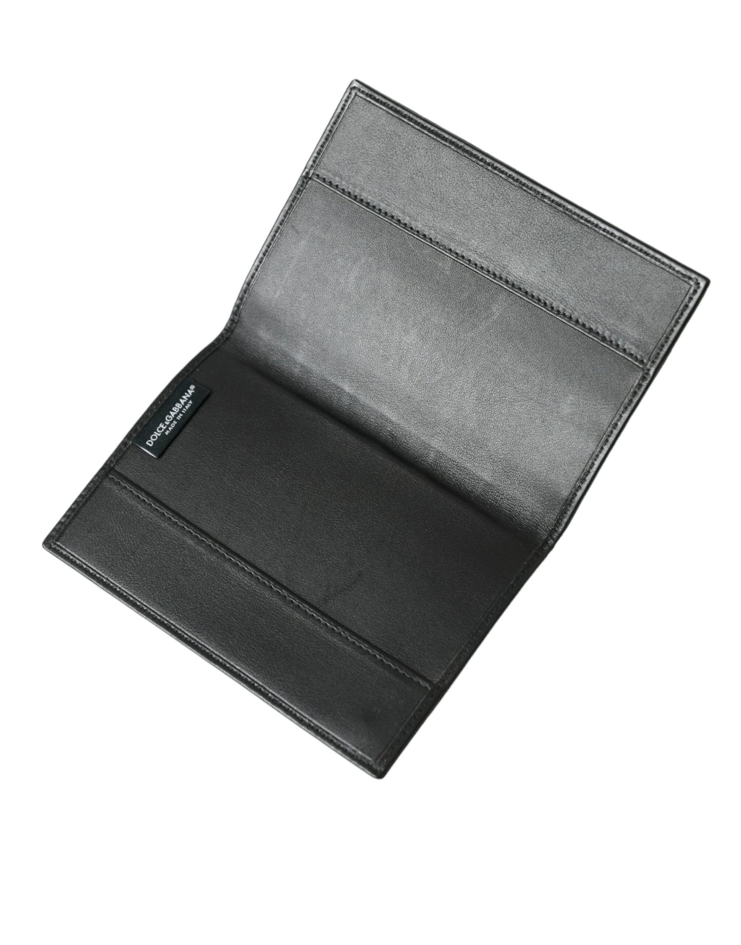 Dolce &amp; Gabbana Black Exotic Leather Long Bifold Passport Holder