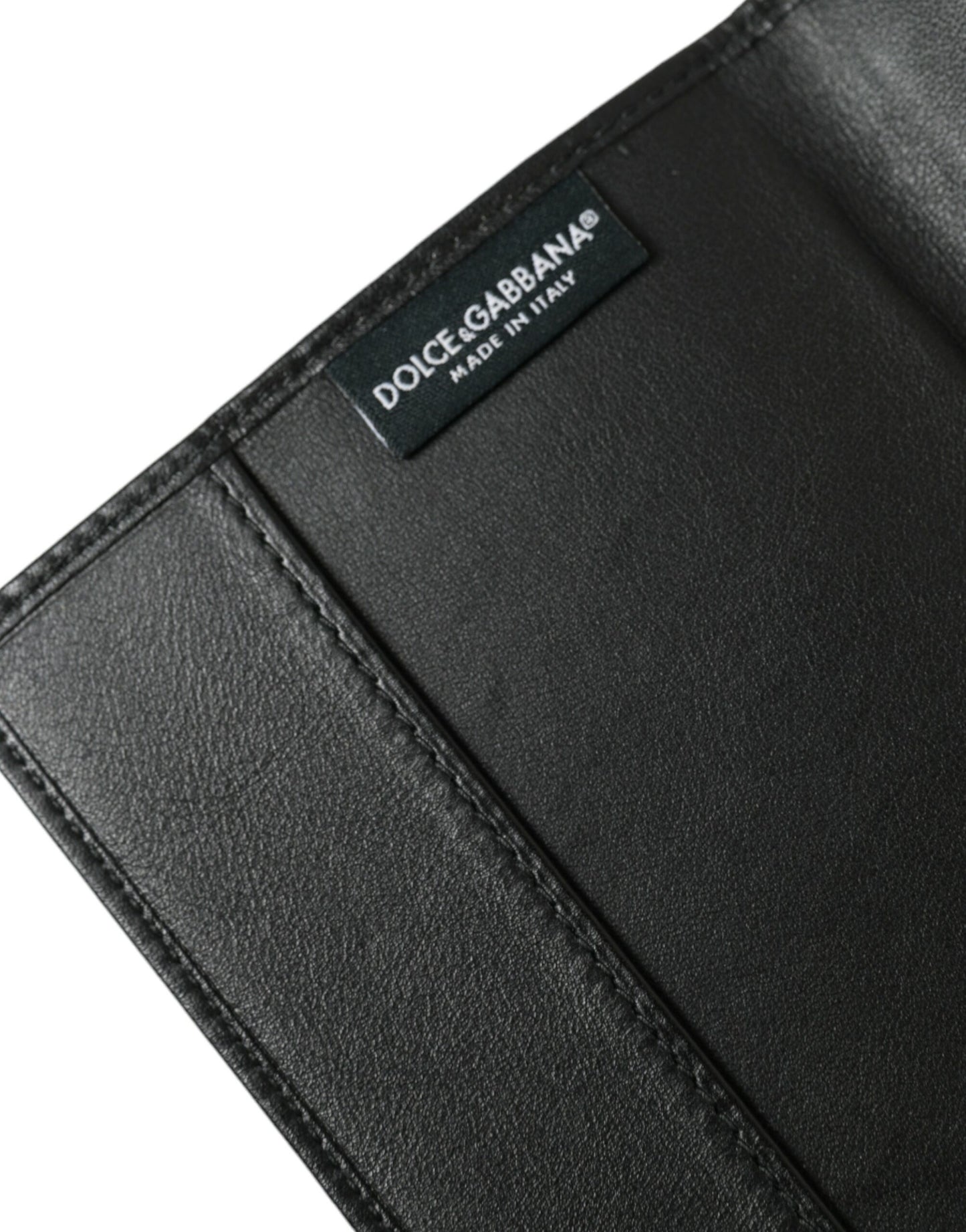 Dolce &amp; Gabbana Black Exotic Leather Long Bifold Passport Holder