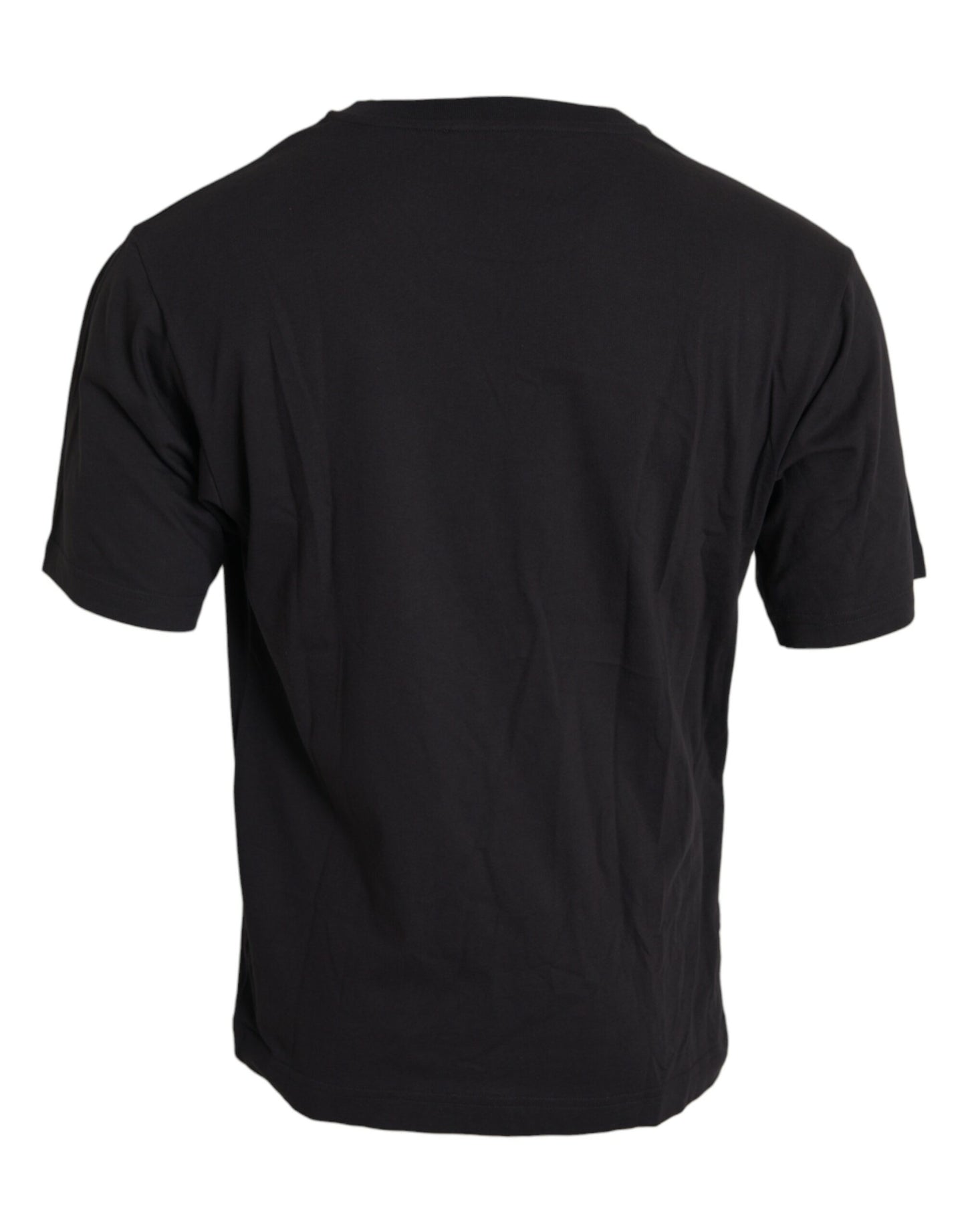 Dolce &amp; Gabbana Black T-shirt with printed pocket in cotton with round neck