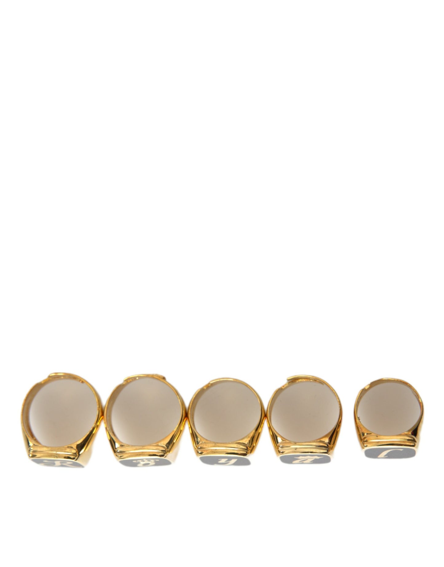 Dolce &amp; Gabbana Gold Brass ROYAL Enamel Set of 5 Ring