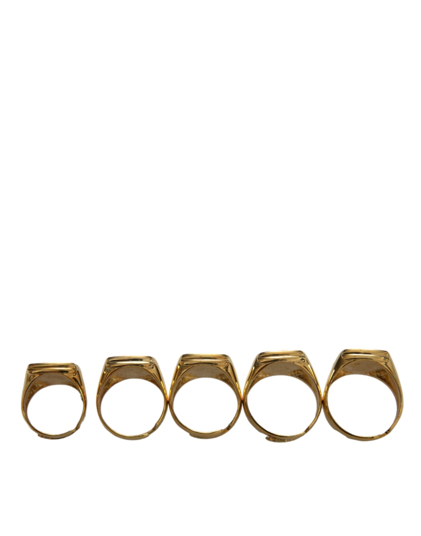 Dolce &amp; Gabbana Gold Brass ROYAL Enamel Set of 5 Ring