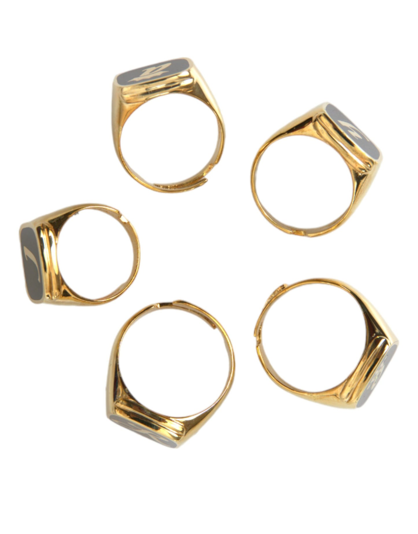 Dolce &amp; Gabbana Gold Brass ROYAL Enamel Set of 5 Ring