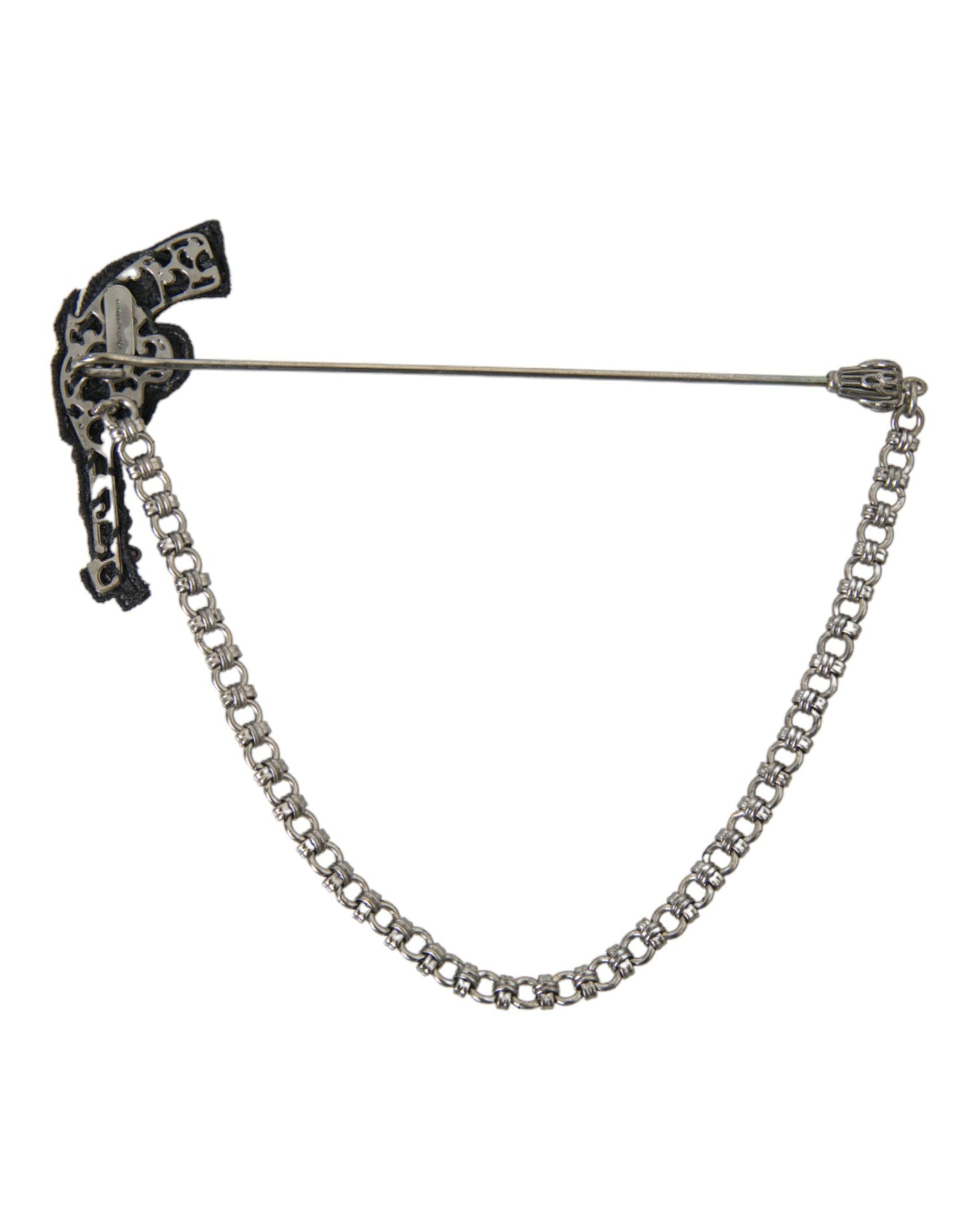 Dolce &amp; Gabbana Brass Copper Silk Revolver Gun Men Brooch Pin