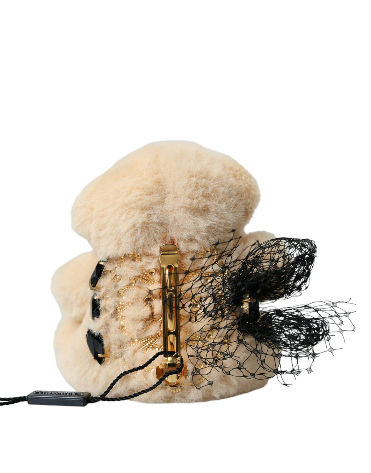 Dolce &amp; Gabbana Beige Teddy Bear Mesh Net Band Hair Clip