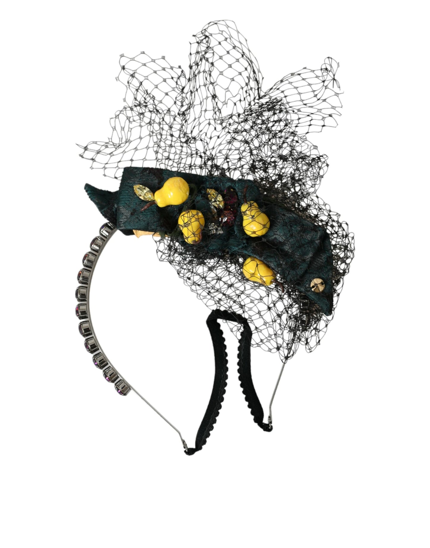 Dolce &amp; Gabbana Black Lemons Sicily Purple Crystal Net Headband Tiara