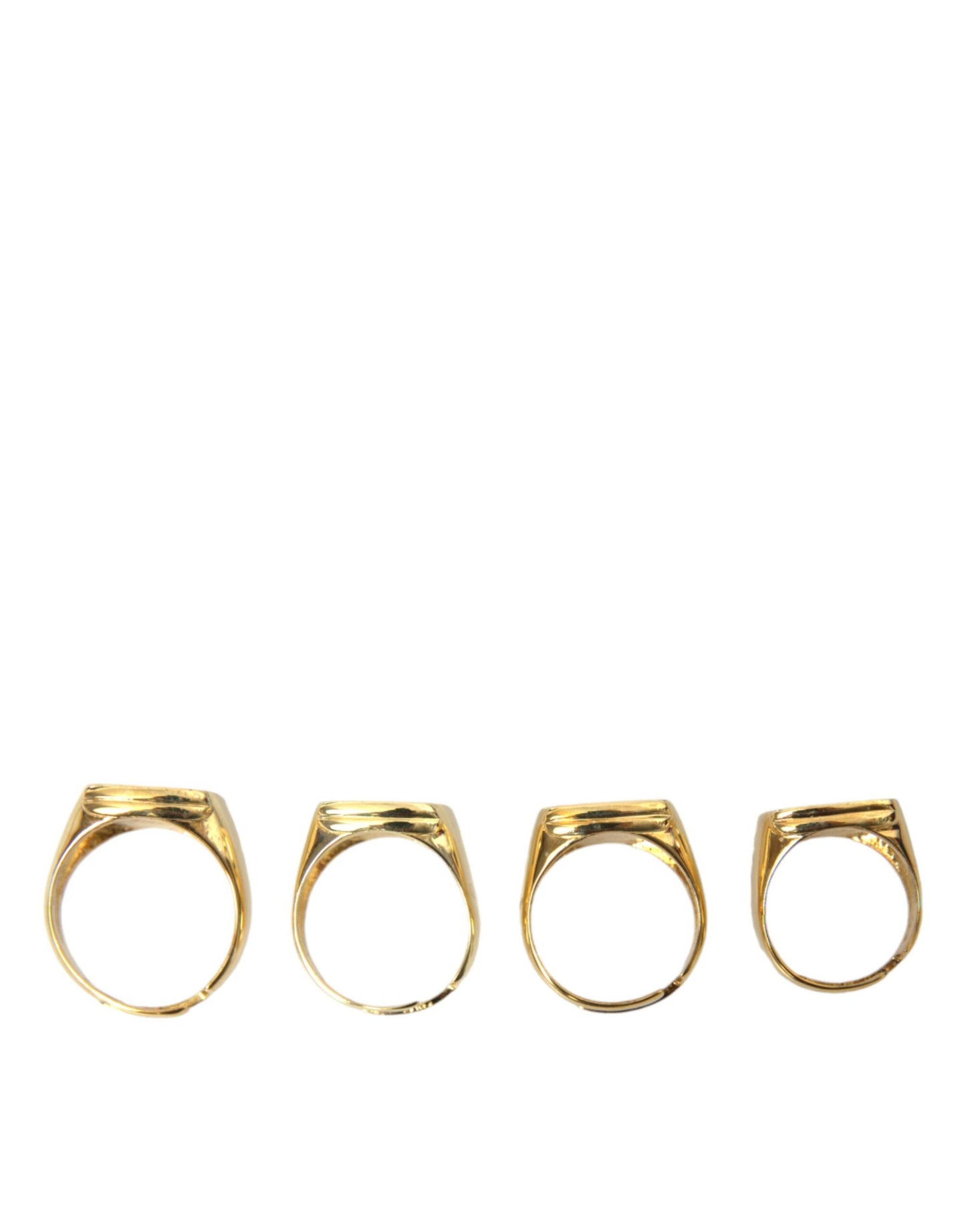 Dolce &amp; Gabbana Gold Brass KING Enamel Set of 4 Ring