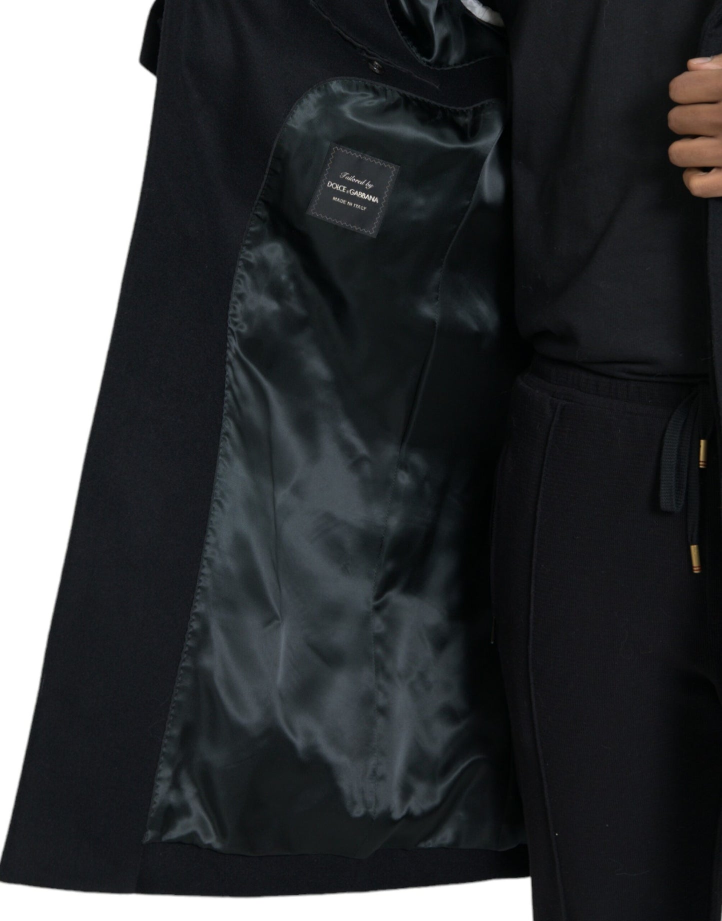 Dolce &amp; Gabbana Black Wool Cashmere Trench Coat Jacket