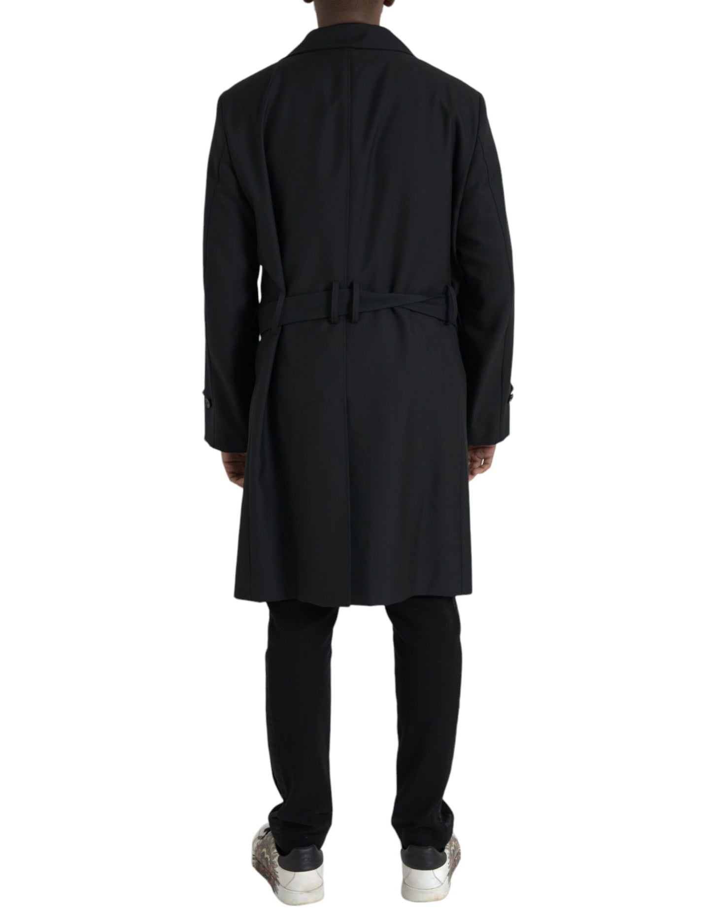 Dolce &amp; Gabbana Black Double Breasted Trench Coat Jacket