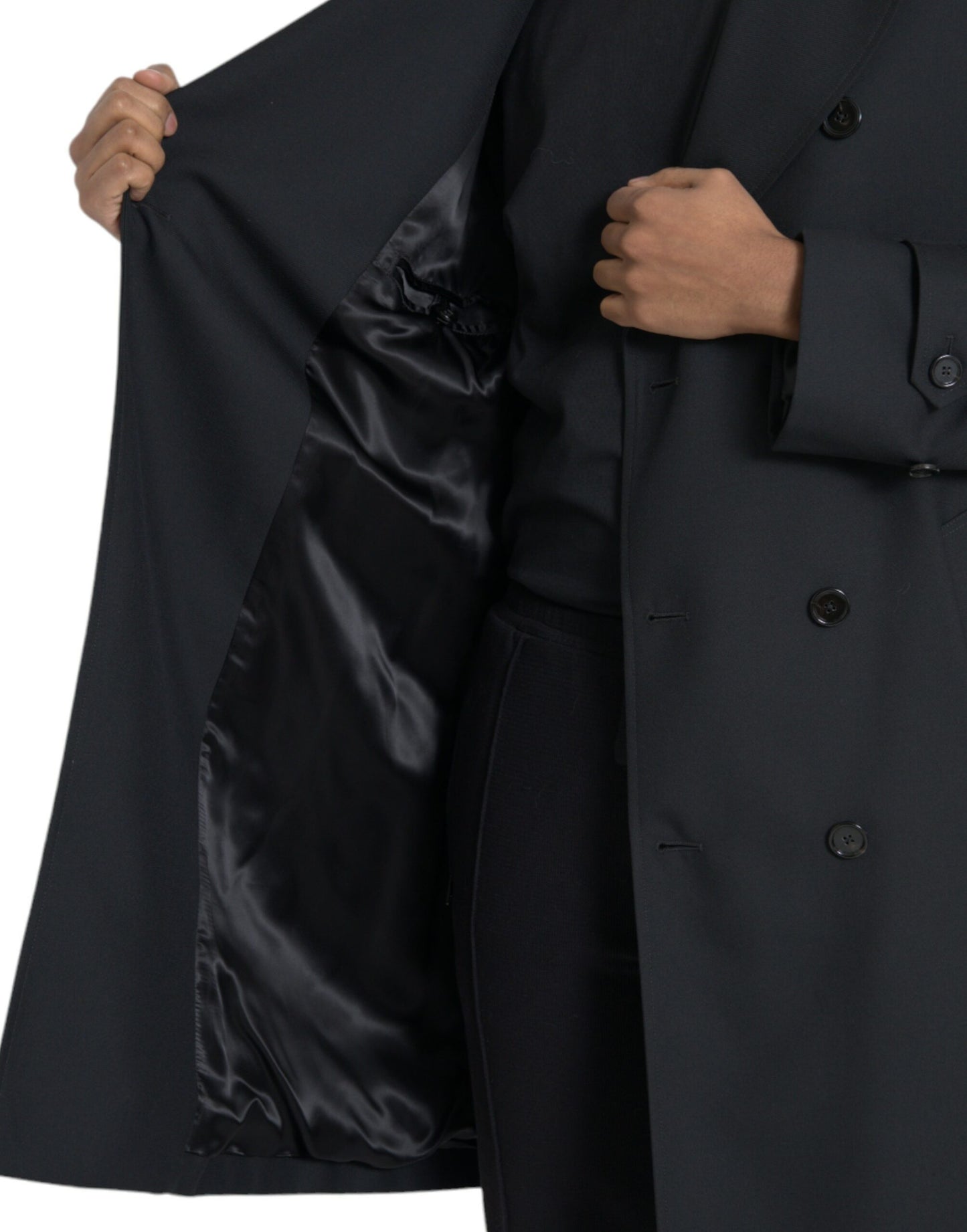 Dolce &amp; Gabbana Black Double Breasted Trench Coat Jacket