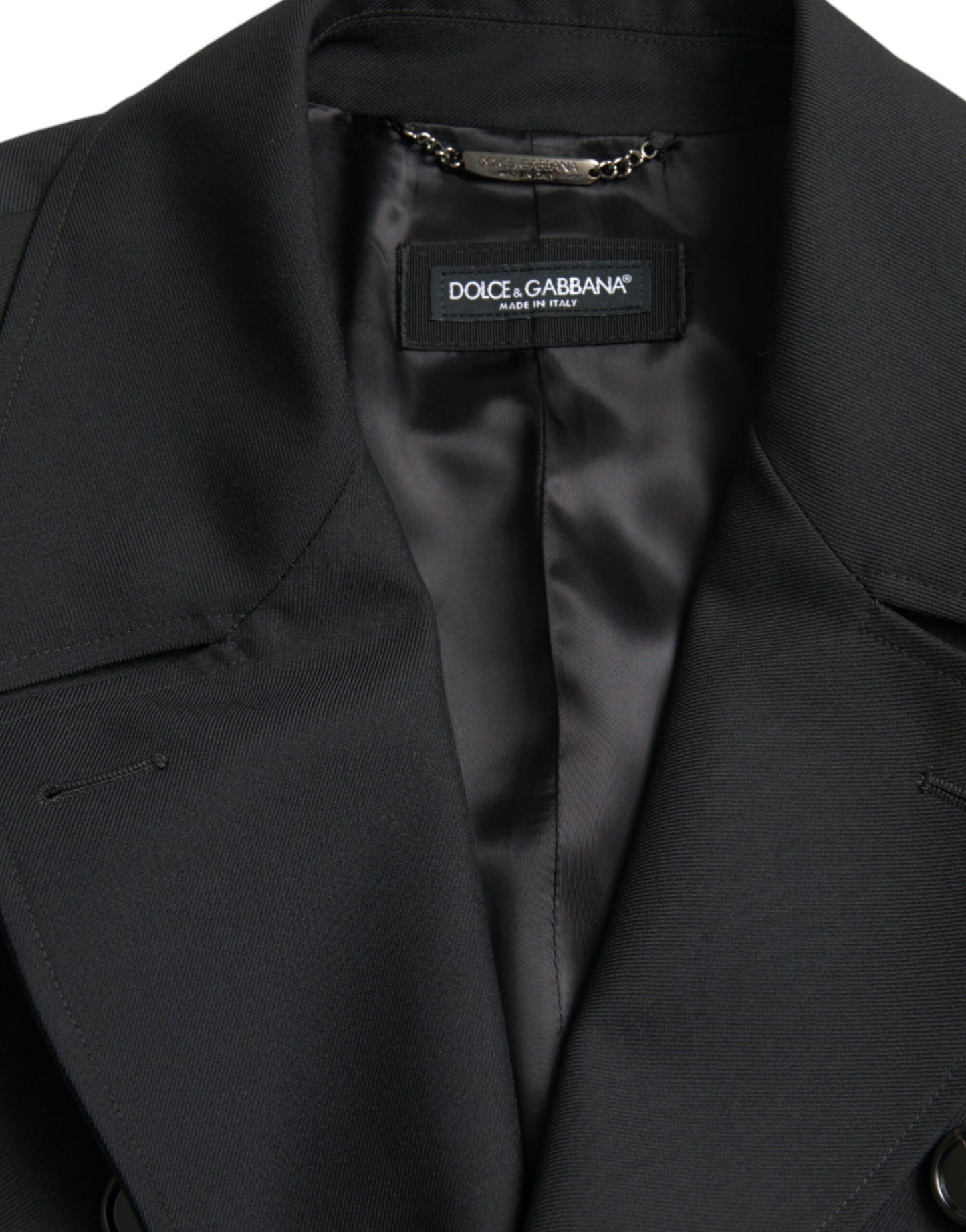 Dolce &amp; Gabbana Black Double Breasted Trench Coat Jacket