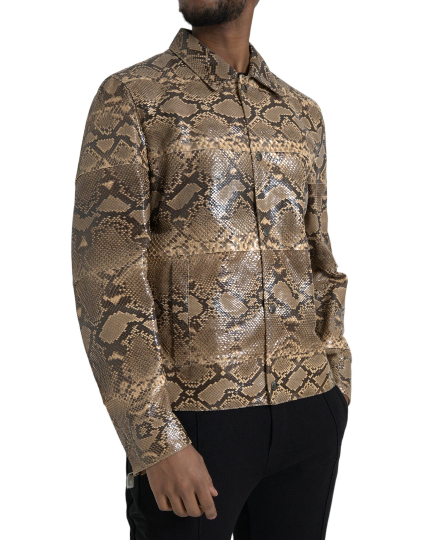 Dolce &amp; Gabbana Beige Exotic Leather Biker Blouson Jacket