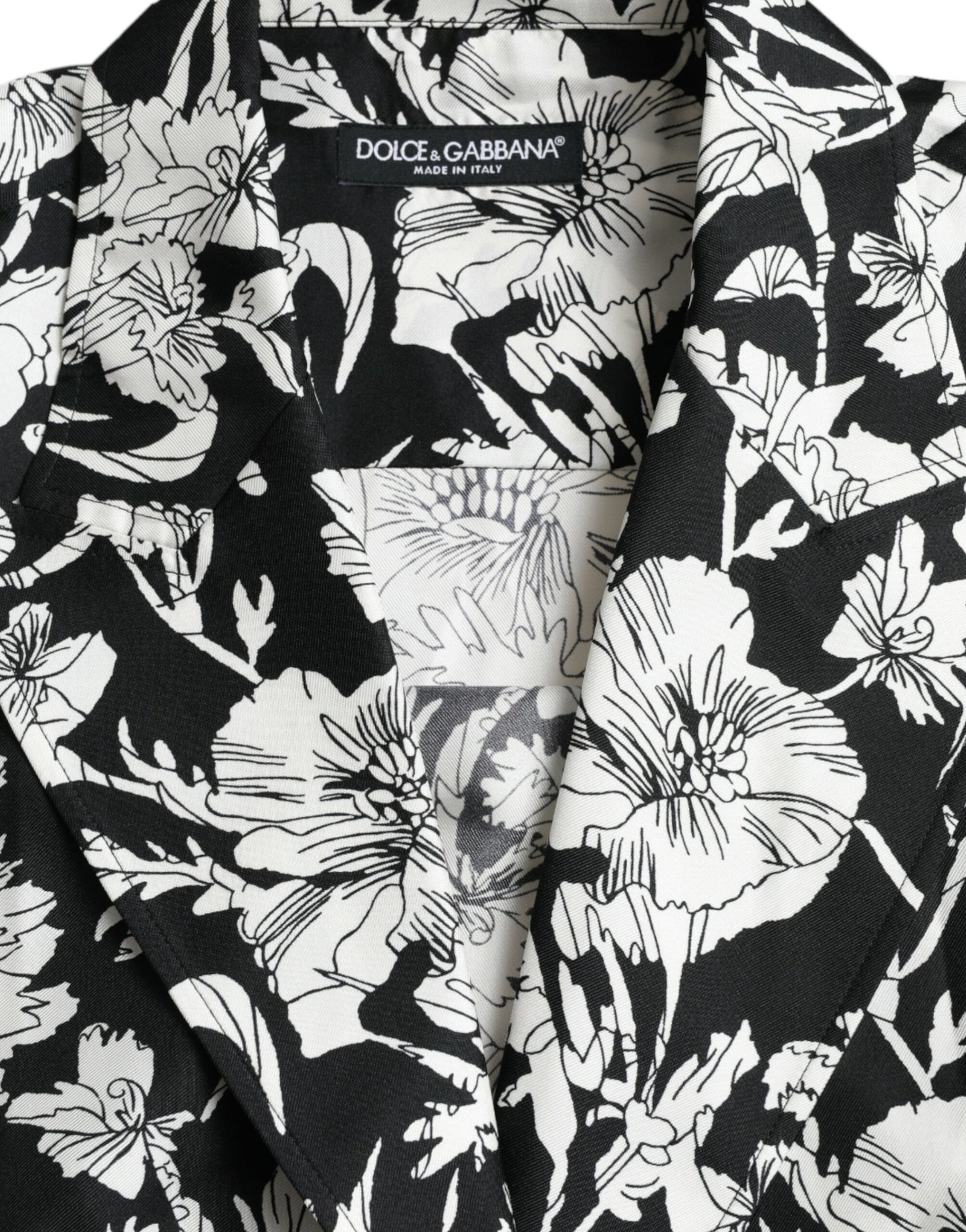 Dolce &amp; Gabbana Black White Floral Button Down Casual Shirt