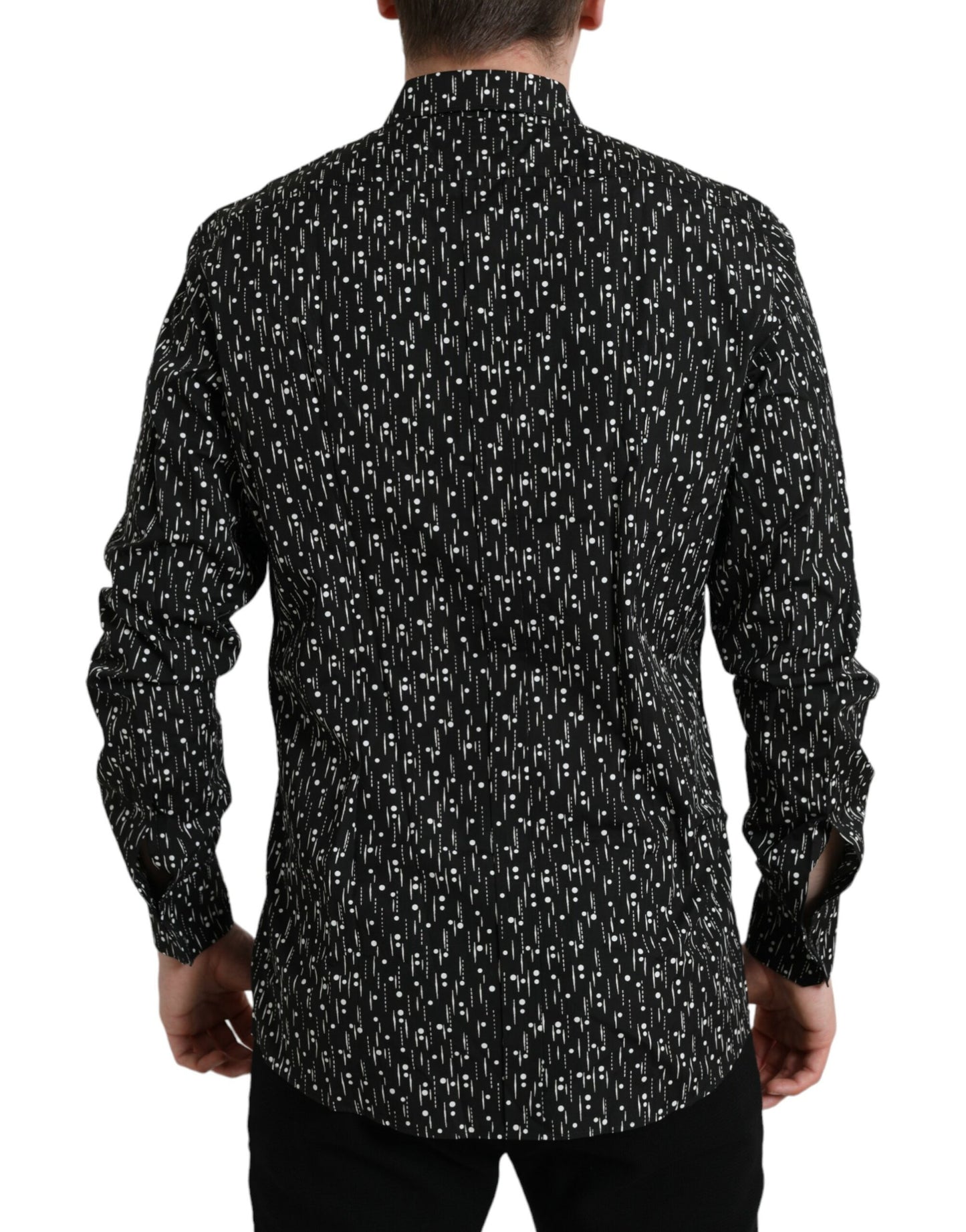 Dolce &amp; Gabbana Black Floral Men's Shirt GOLD Formal Dress